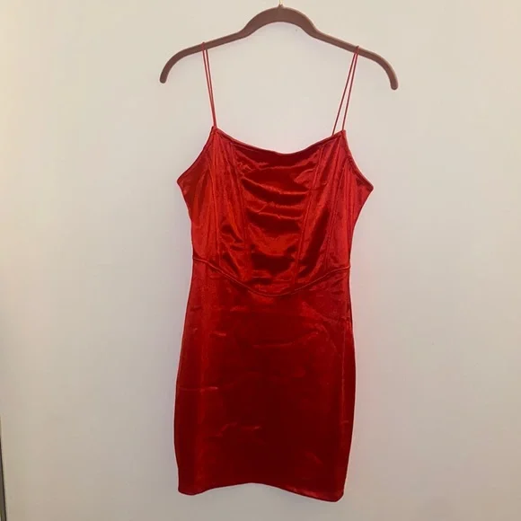 red satin dress h&m Women's Dark red Satin Dress